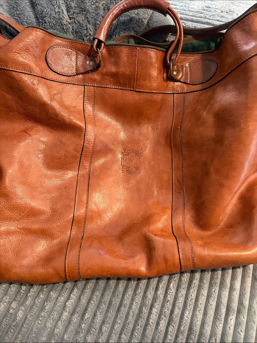 Men's Leather Duffel Bag in Cognac Brown - Classic Travel Tote